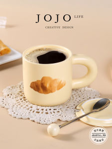 Ceramic Bread Design Milk Cup Adorable Milk Mug 400ml Capacity for Dormitory Use Single Ear Handle No Lid Included