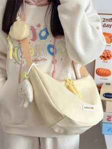 Large Capacity Dumpling Shaped Canvas Shoulder Bag for Girls Student Commuter Bag Single Shoulder Crossbody Bag Korean Style