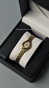 HB Jewelry SOLARA Gold Ladies Oval Watch Vintage Beads Strap Minimalist Formal Business Office Wear Water Resistant Battery Operated Non Tarnish Hypoallergenic Watch