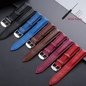 สายหนังจิ้งจกมันวาวสายหนังยาว12มม. 14มม. 16มม. 18มม. 20มม. 22มม. 24มม. พร้อมสายนาฬิกาข้อมือรัดข้อมือกันน้ำแบนหรูหราอเนกประสงค์