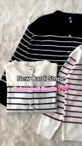 [K.A RAJUT COLECTION] Qinara Cardigan Rajut Strip Kancing Mutiara Premium