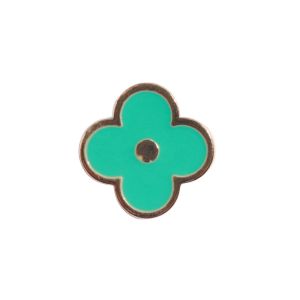 High Quality Double Sided Clover Silk Scarf & Button Alloy Ring Clothing Accessories