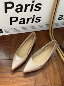 Nude Color Professional Smooth French Style Pointed Toe Flat Heel Womens Shoes 2025 New Model Casual Versatile Commute Flats