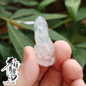 Premium Natural Grade A High Purity White Ice Jade Guan Yin Bodhisattva （With Authentication Certificate)天然A货高糯白冰翡翠观世音菩萨（附珠宝鉴定证书）