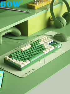 BOW Mechanical Keyboard Wired Universal Desktop Computer Gaming Red Tea Axis 87-Key USB Type-C Multimedia Function Ergonomic Design