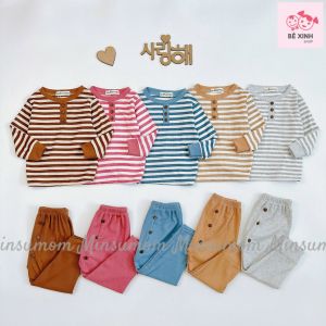 [Sale Sốc] Set Đồ Bộ Dài Tay Thu Đông Cho Bé Trai Bé Gái 8-18kg Bộ Quần Áo Tay Dài Len Tăm Cho Bé Trai Gái DÀI GÂN SỌC Bé_Xinh_Shop