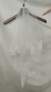 Women Lace Edge Wedding Veil Long 150cm Tulle Veil White 1 Layer Cathedral Soft Headscarf For Bride Bridal Photography Props