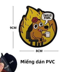 Đây Là Miếng Dán PVC Chiến Thuật Thêu Meme Tinh Tế Có Móc Và Vòng Cho Ba Lô Chú Chó Ngộ Nghĩnh Mèo Uống Cà Phê Thiết Kế