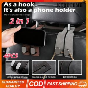 KEBETEME 3PCS 2-in-1 Car Hook For Car Rear Seat Back Hooks Headrest Hanger Clip Universal Double Hooks Holder Storage Car Interior Decoration Supplies