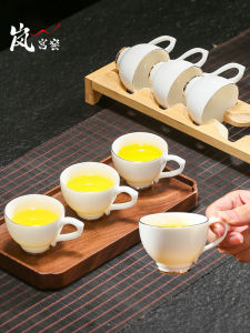 High-End White Porcelain Tea Cups Set of 6 Gongfu Tea Drinking Cups Lampernille Pottery Handmade Chinese Style Ceramic Cups