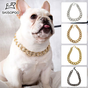 SKISOPGO Pet Collars Dog Cat Necklace Puppy Adjustable Rose Golden Luxury Neck Accessories