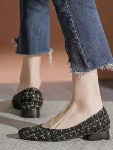 Casual Tudai Womens Shoes Summer New Style One-Step Shallow Retro Versatile Single Shoes Small Heel Middle Heel Large Heel French Style