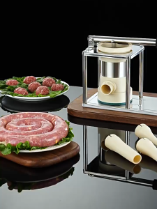 【การจัดส่งท้องถิ่น】เครื่องทำไส้กรอก-สแตนเลสเครื่องทำไส้กรอก304กับสามารถเปลี่ยนหัวได้ (ไส้กรอกไทยภาคเหนือเข้ากันได้)