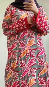 PROMO GRATIS ONGKIR Baju Gamis Muslimah Rayon Premium Adem Santai Harian Rumahan Lebaran - Longdress Batik Cap Premium Klasik Motif Daun