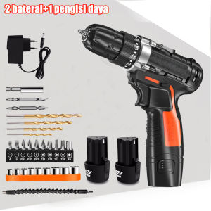 (Dikirim Dari Jakarta)12V bor baterai cas komplit - 10mm bor baterai cas - bor cas murah 2 baterai - BOR CORDLESS murah promo 2 baterai - MESIN BOR 12V-bor cas jld UNTUK KAYU BESI TEMBOK BETON termasuk Baterai dan Pengisi Daya Poros Fleksibel 24matas