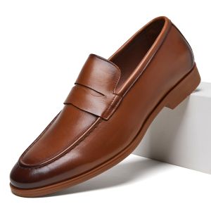 Desai Mens 2026 Autumn PU Leather Penny Loafer Slip-on Shoes Non-slip Comfort Sole Business Walking Leather Casual Shoes