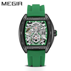 Megir New Mens Hollow out Fashion Barrel Shaped Sporty Large Dial Mechanical Watch Waterproof Automatic Mechanical Wristwatch