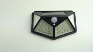 Solar Motion Sensor Wall Light 100LED Waterproof Outdoor Flood Lamp Security Lighting for Garden Patio Yard Entrance