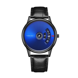 [Gift][With Box]ORUSS Original Men Stainless/Leather Luxury Waterproof Fashion Black Watch Analog Korean Automatic Quartz Wrist Watch For Men