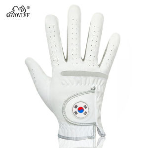 Mens Golf Glove Breathable Golf Gloves With Magnetic Marker Replaceable White Glove Korean Flag Pattern Gift for Golfers