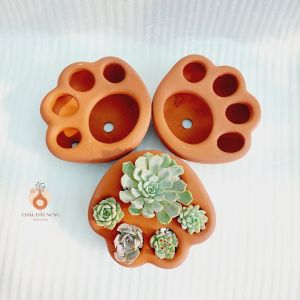 Chậu đất nung Bình Dương - Chân chó mập ú đường kính lỗ 3-4cm đường kính bàn chân 7-8cm chiều cao 4.5cm