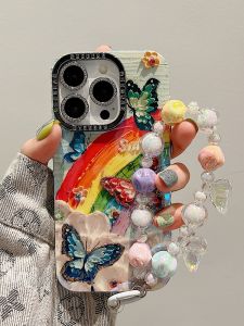 Kafel Rainbow Butterfly Flower Bracelet Silicone Anti-Fall Protection for  14 12 pro Max Womens High-End Feelings