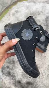 sepatu anak laki laki sekolah FULL BLACK size 31-37 Free Koas Kaki