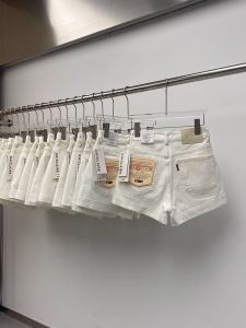 High Waist Wide Leg Short Jeans Womens Summer Thin Elastic Denim Skinnifying White Slit A-Line Hot Pants Casual Fashion