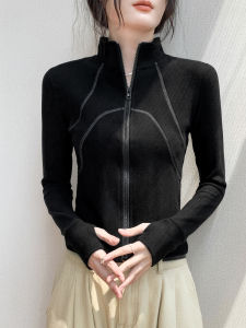 GEBEISHANG | Womens Fall Winter New Arrival Standing Collar Zip-Up Long Sleeve T-Shirt