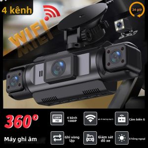 Camera Hành Trình Ô Tô 4 Kênh WiFi Hộp Đen FHD 1080P DVR Với Tầm Nhìn Ban Đêm Ghi Hình Vòng Lặp Bộ Dây Cứng Camera Trước Trái Phải Sau
