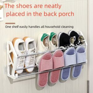 3-in-1 Foldable Wall Mounted Slippers Bathroom Slipper Rack Wall Mounted Storage Rack Saves Space