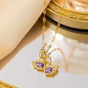 Kalung Titanium Wanita Swan Angsa Kembar Anti Karat  selamanya