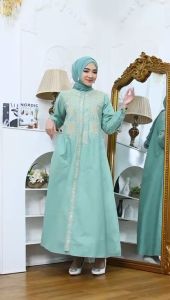 Gamis Dewasa Sigaret Sage Sentuhan Bordir dengan Nuansa Bordir yang Menawan