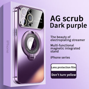 Luxury Lens Protect Plating Clear Glass Case for iPhone 15 14 13 12 Pro Max Cases For Magsafe Wireless Charging Soft Silicone Cover For iphone15Pro Max 14Pro Max 13Pro Max 12Pro Max Cases With Ring Holder Stand For iphone14Pro Max Cases