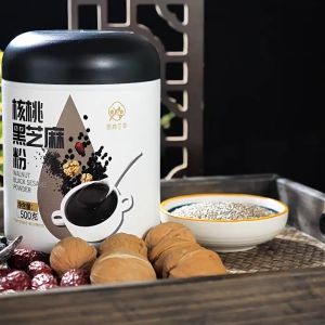 核桃黑芝麻粉500gWalnut black sesame powder 500g breakfast food substitute powder Walnut powder five black powder black bean powder black sesame soup早餐食品代餐粉核桃粉五黑粉黑豆粉黑芝麻糊