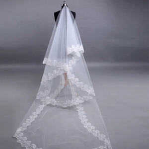 1.5/3/5M 1-layer womens bridal white extra long wedding chiffon wedding solid color without comb