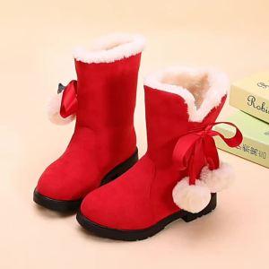 รองเท้าบูท ผ้าฝ้าย และผ้ากํามะหยี่ ขนาดใหญ่ สไตล์เจ้าหญิง รองเท้าเด็กผ้าฝ้ายหนา รองเท้าเด็กผู้หญิงสไตล์เจ้าหญิง