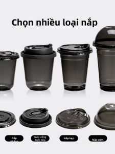 LABAHUA | Disposable Dark Coffee Color American Style Iced Coffee Cup With Lid and Straw