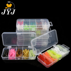 WODJYJ box package 50pcs 4cm 5cm 6cm soft silica lure grub maggot worm bait with T-tail isca pesca artificial worm lure bait
