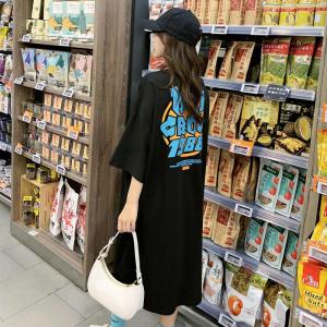 Pure Cotton Casual Slim-fit Short-sleeved T-shirt Skirt Midi Dress Plus Size Loose Fit Butt Covering For Plump Women