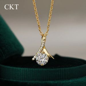 codCKT Irregular Geometric Pendant 1ct Diamond Moissanite Necklace for Women 14K Gold Premium Wedding Fine Jewelry Gift