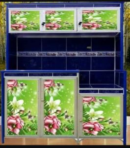 TERBARU COD STIKER RAK PIRING 6 PINTU motif bunga