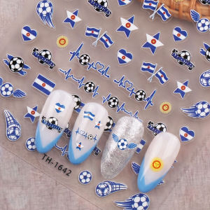 2pcs Soccer World 2026 Nail Art Stickers Football Fire Heart Nail Decals Adhesive Festival Nail Decorations DIY Manicure