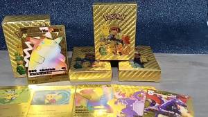 Bandai | ●Pokémon  55pc English Card Charizard Gold Foil Cards Golden Letters English Game Card Metalicas Vmax Gx Series Gift