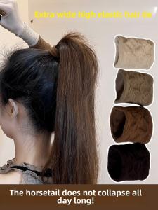 รุ่นปรับปรุงพันผมหนาขึ้นกว้างขึ้น นุ่มยืดหยุ่นสูง ทนทาน ผ้าคลุมหน้า ความรู้สึกของผิว ฤดูร้อน หางเข็มขัดผ้าปักลายเกาหลี