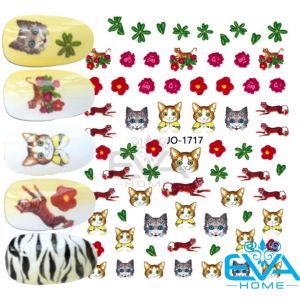 Sticker Dán Móng Tay - Nail Sticker Hoạ Tiết Mèo Seribian Cat Vector JO1717
