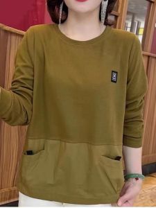 เสื้อสเวตเตอร์คอกลมแขนยาวหลวมๆ สำหรับผู้หญิง ฤดูใบไม้ร่วง 2025 แฟชั่นใหม่ ทรงหลวม ไซส์ใหญ่ เสื้อตัวบน