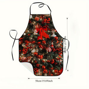 Christmas Tree Bell Print Sleeveless Apron Lightweight & Durable Home Kitchen Atmosphere Work Apron