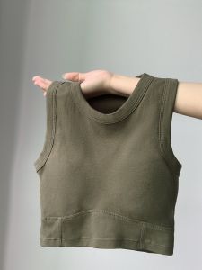 Fall White American Style Sporty Short Vest Womens Inner Wear with Chest Pad Sweet Spicy Girl Tank Top Outerwear