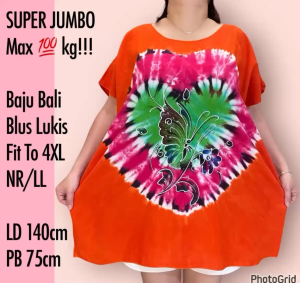 MUAT 80-100KG!! BAJU BALI SUPER JUMBO BLUS LUKIS MOTIF FIT TO 4XL NR/LL REAL PICT